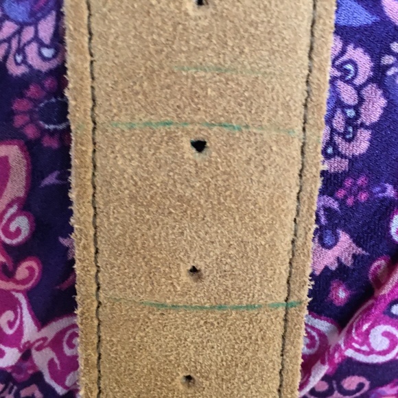 Minnetonka Camel Suede Fringe Mid-Size Crossbody Bag with Bronze Medallions - Picture 5 of 15